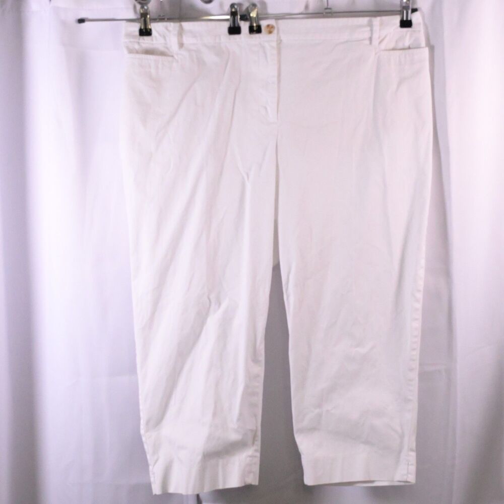 Talbots Womens 20W 42x22‎ White Slim Leg Perfect Skimmer Capri Pants High Rise